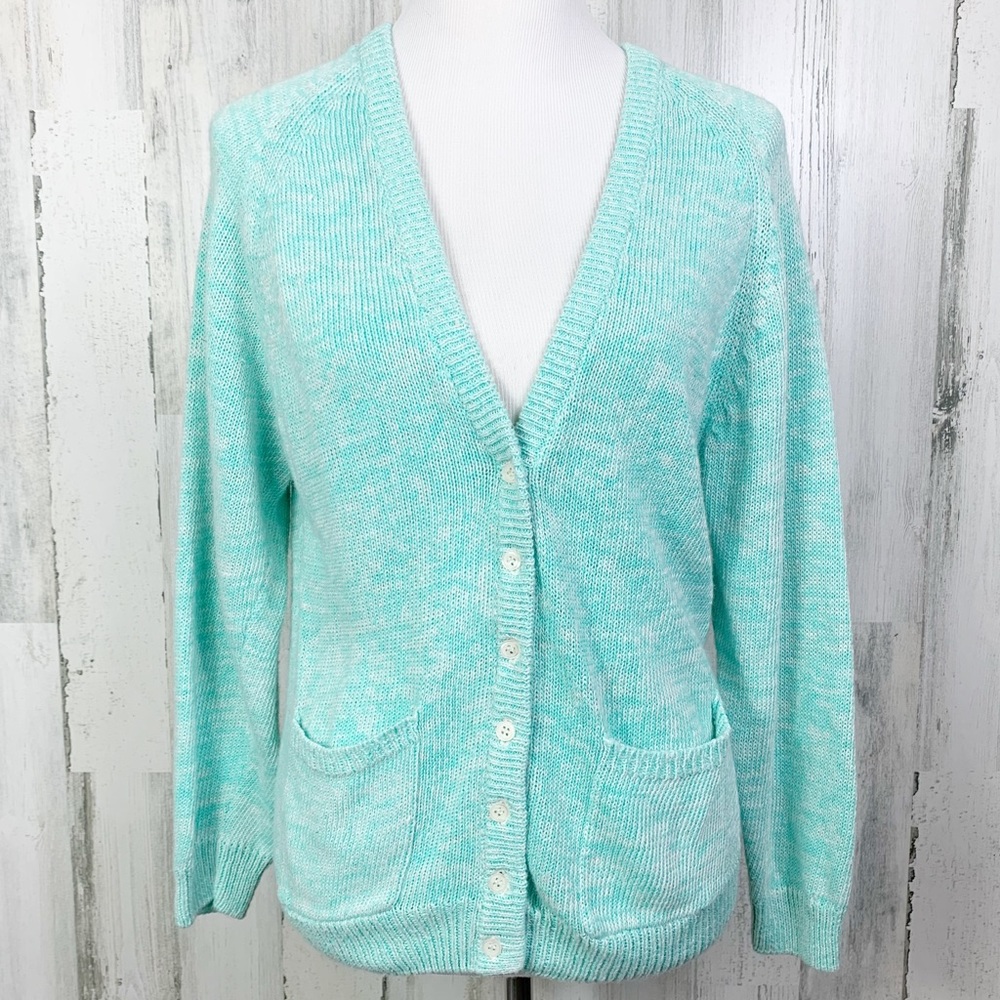 Vintage 90s Light Blue Grandpa Knit Cardigan